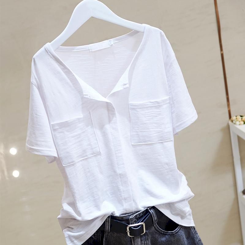 Women'S Fashion Trends 2026 Spring Summer - Camiseta Feminina de Algodão Slub Tendência