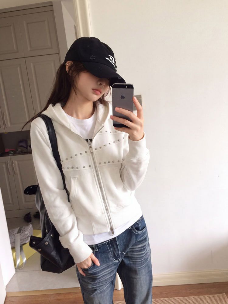 Women'S Fashion Zip Hoodie - Jaqueta Cropped Feminina Y2K com Capuz,