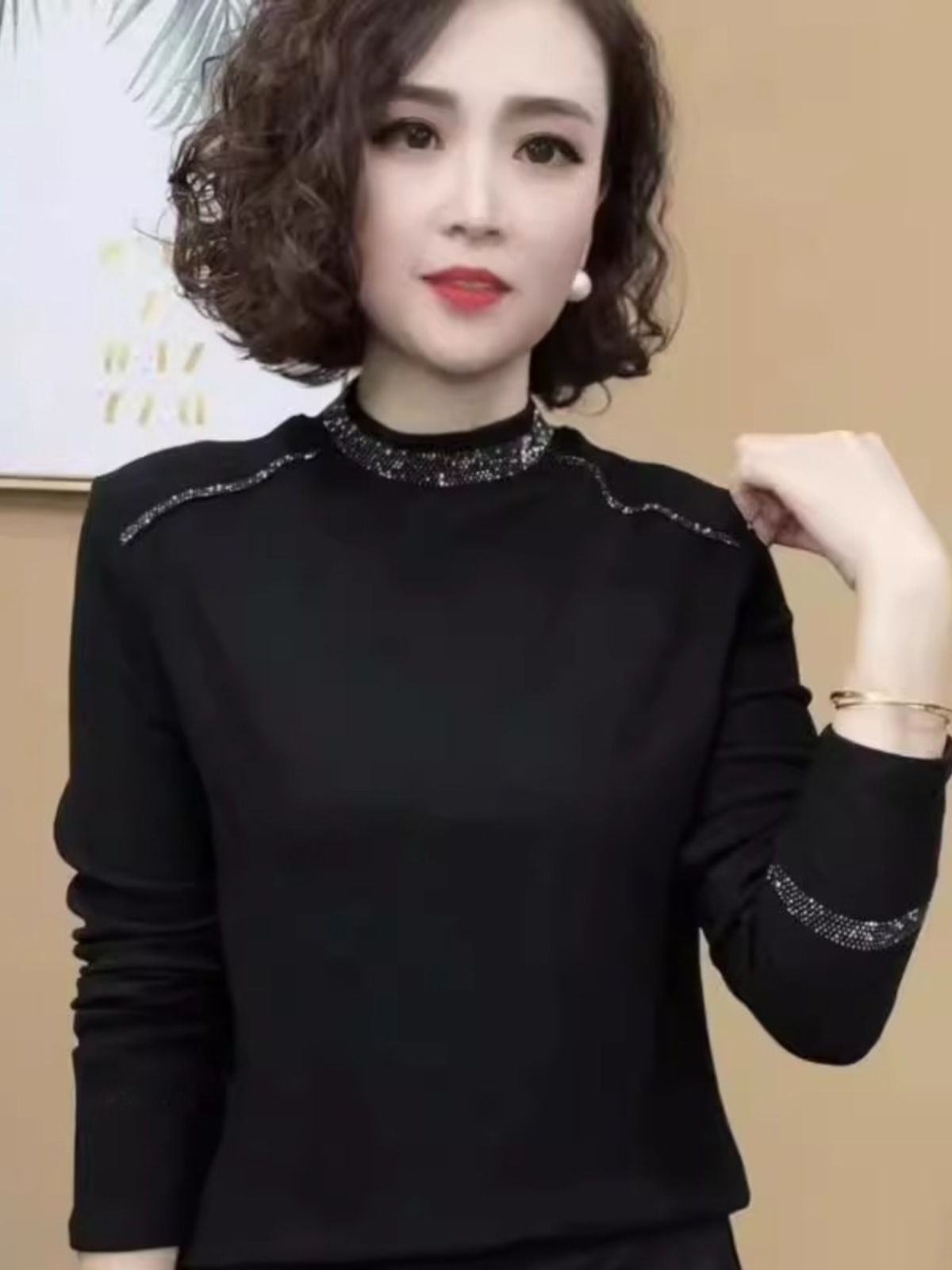 Women Fashion Over 40 - Camisa Base Feminina Elegante de Manga
