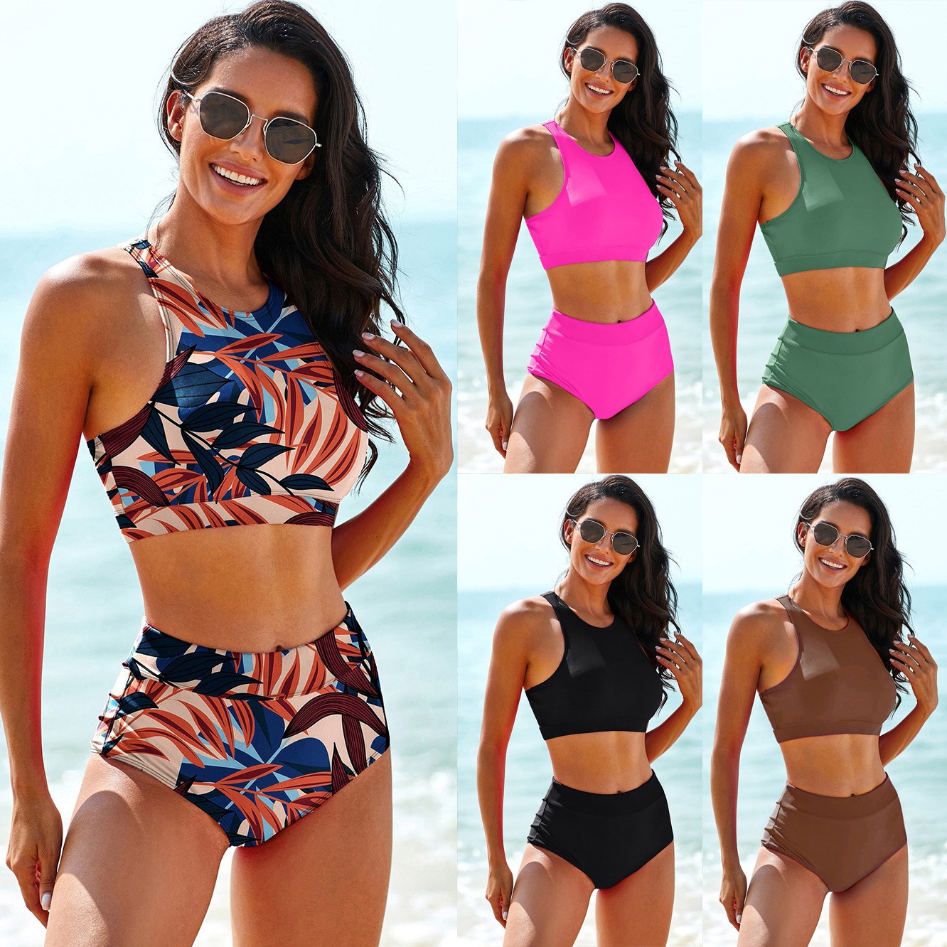 Crop Top Women - Maiô Feminino Tankini de Cor Sólida