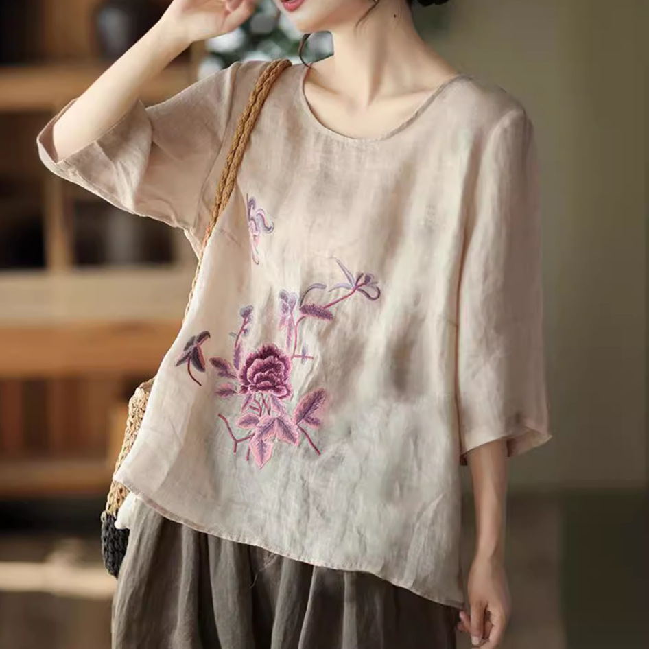 Women Fashion Blouse - Blusa Retro de Verão Plus Size