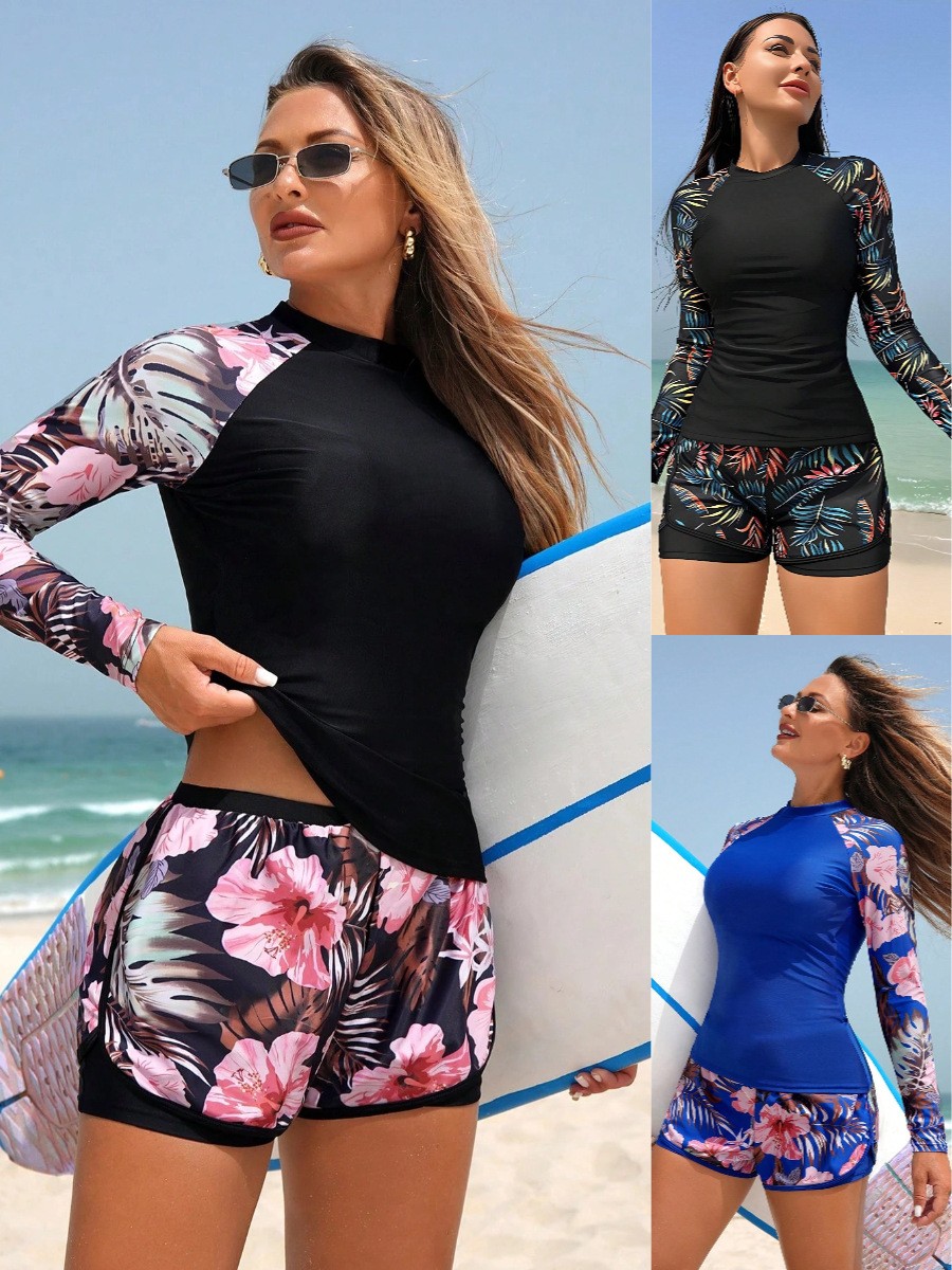 Crop Top Women - Tankini Y2K Feminino com Manga Longa,