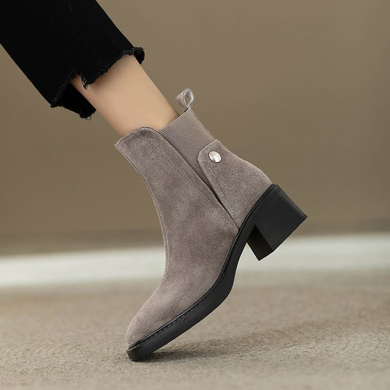 Women'S Fashion Trends Autumn 2025 - Camurça feminina botas de tornozelo grosso