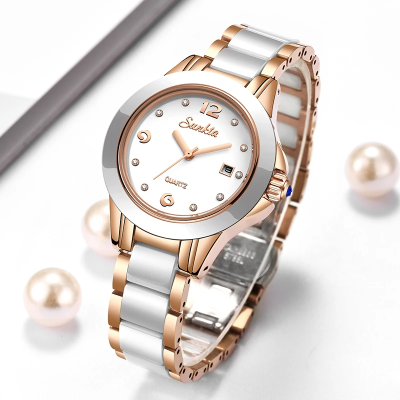 Fashion Women Watches - Sunkta moda casual quartzo mulher relógio