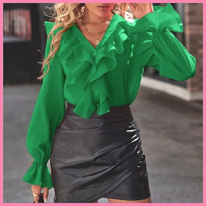 Women Fashion Blouse - Blusa Elegante Feminina 2025 com Decote