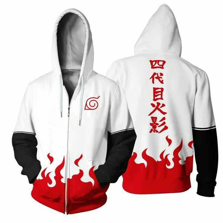 Women'S Fashion Zip Hoodie - Moletom com capuz Naruto 4th Hokage