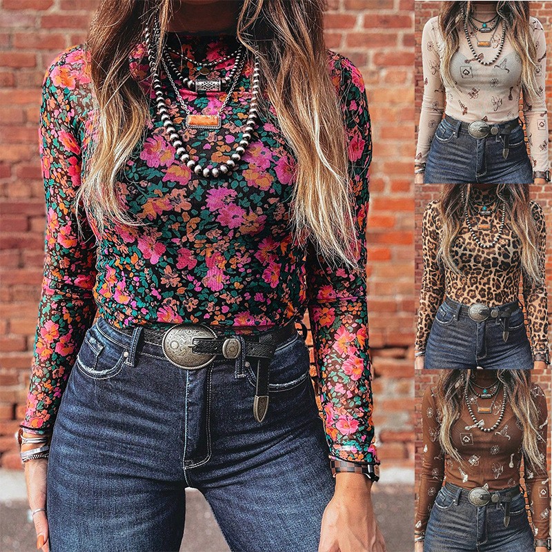 Women Fashion Blouse - Camiseta Feminina de Outono com Gola