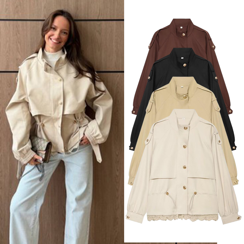 Women'S Fashion Utility Jacket - Jaqueta Utilitária Feminina com Detalhes em