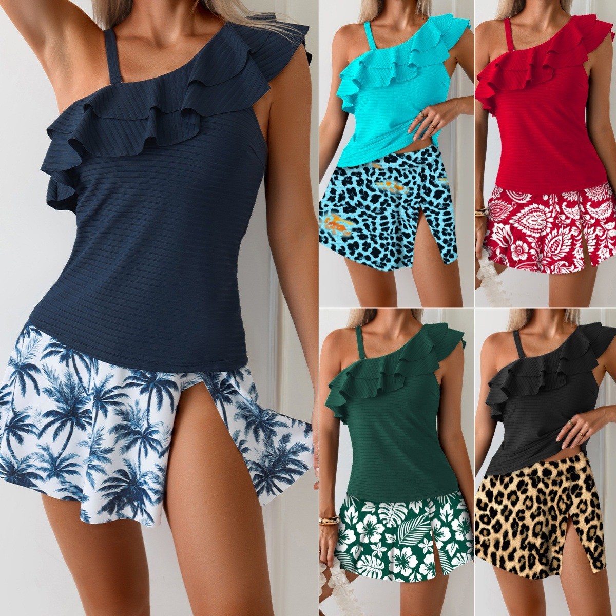 Crop Top Women - Conjunto de tankini feminino sem mangas