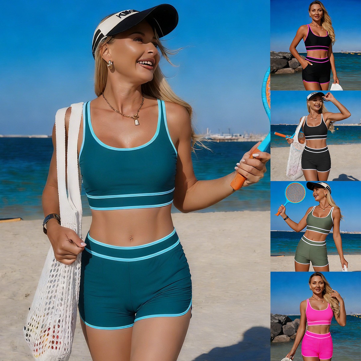 Crop Top Women - Biquíni Verde Oliva, Top Cropped Sem