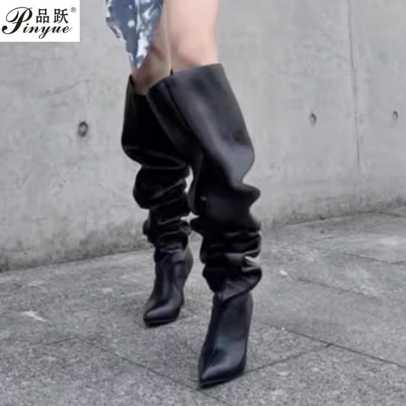 Women Fashion Over 40 - Botas Femininas Estilo Passarela com Cano