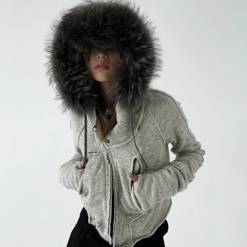 Women'S Fashion Zip Hoodie - Moda vintage zip up moletom feminino