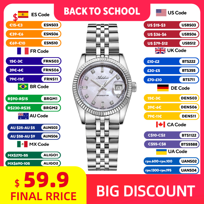 Fashion Women Watches - ADDIES 585 Relógios femininos de quartzo,