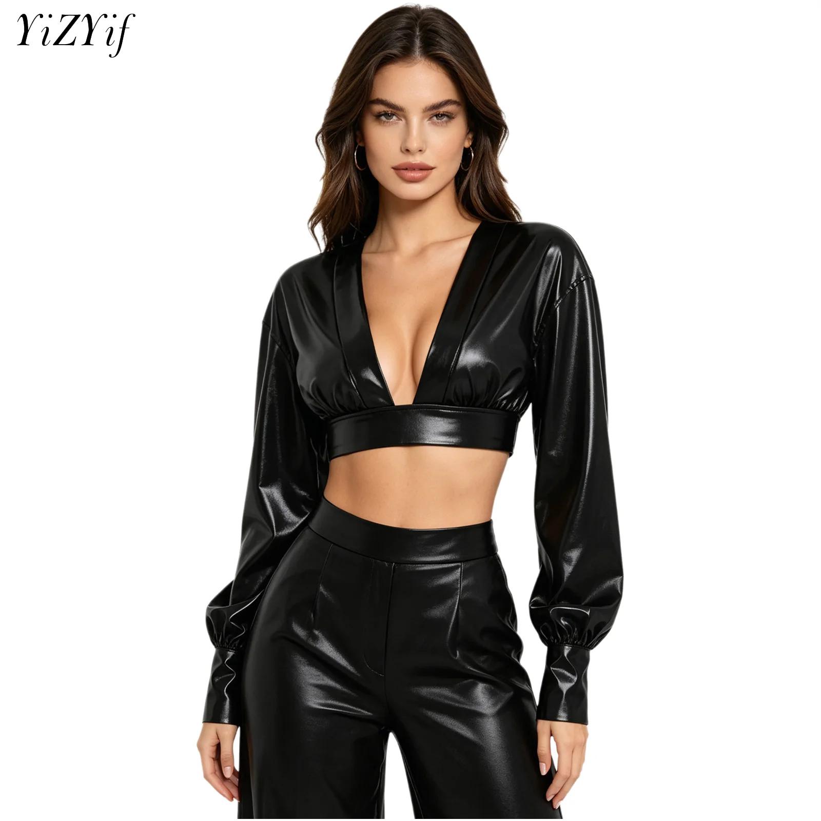 Crop Top Women - Blusa Feminina Y2K Metálica Brilhante Estilo