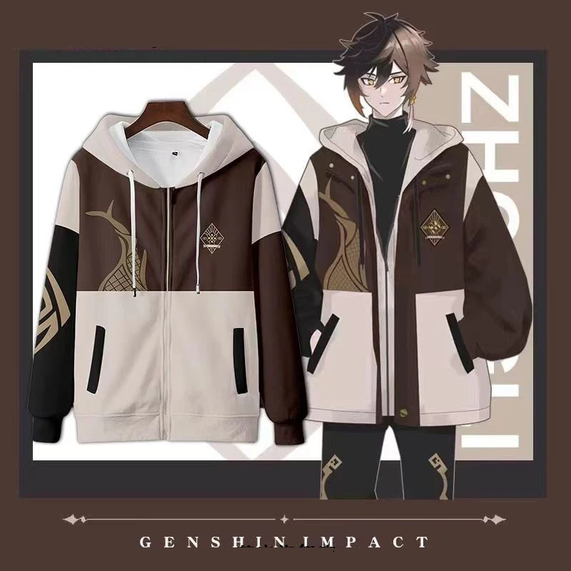 Genshin impacto zhongli impres - Women'S Fashion Zip Hoodie avaliação e preço