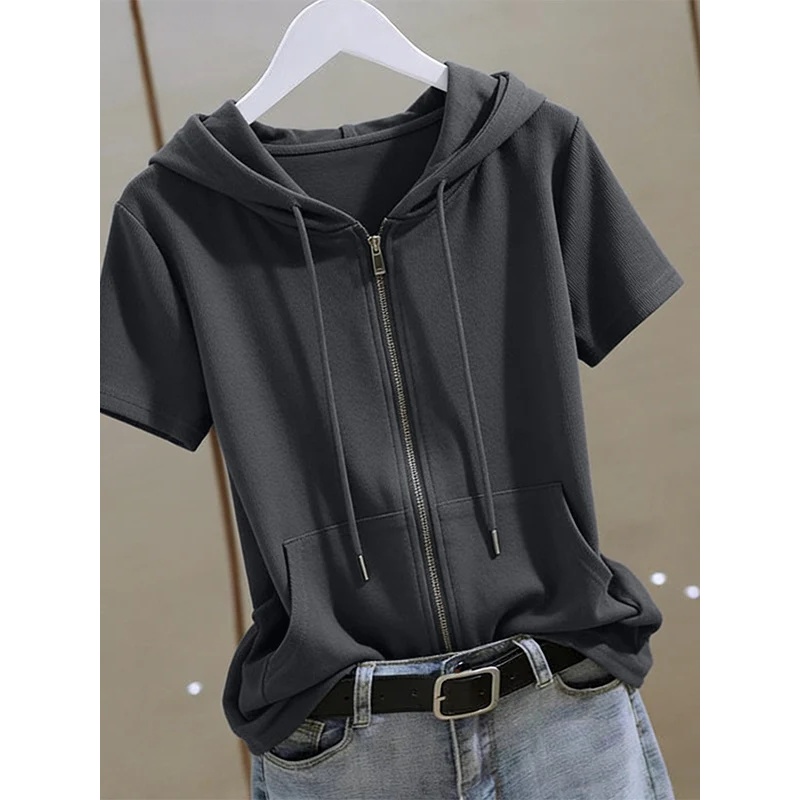 Moletom feminino de verão com  - Women'S Fashion Zip Hoodie avaliação e preço