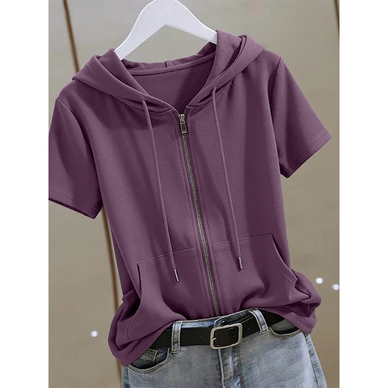 Moletom feminino de verão com  - Women'S Fashion Zip Hoodie avaliação e preço