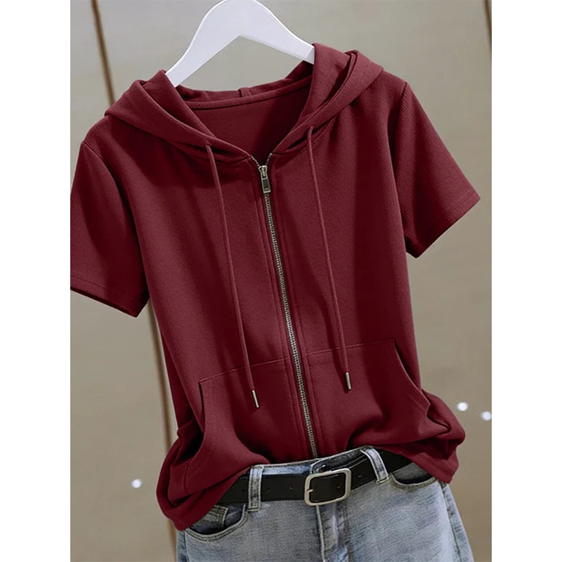 Moletom feminino de verão com  - Women'S Fashion Zip Hoodie avaliação e preço