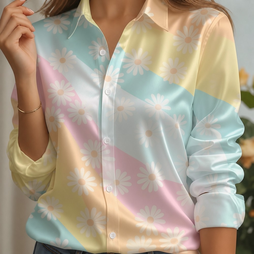 Camisa Feminina de Cetim com G - Women Fashion Blouse avaliação e preço