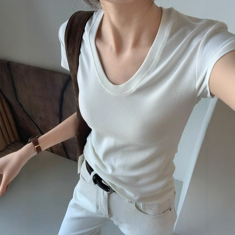 Camiseta Feminina de Manga Cur - Women Fashion Blouse avaliação e preço