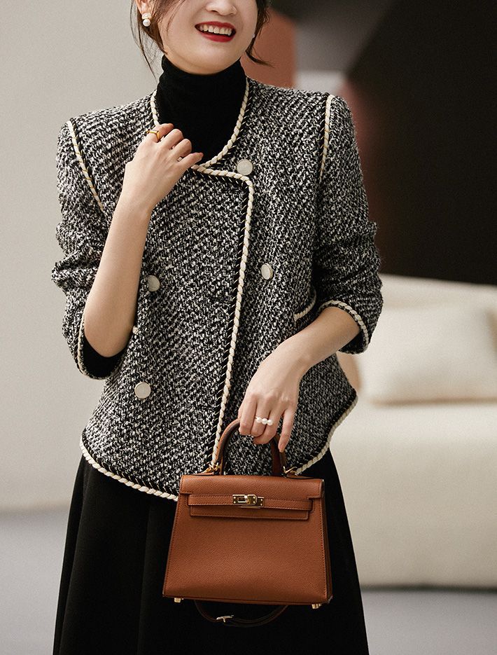 Jaquetas de Tweed Femininas Br - Women'S Fashion Utility Jacket avaliação e preço