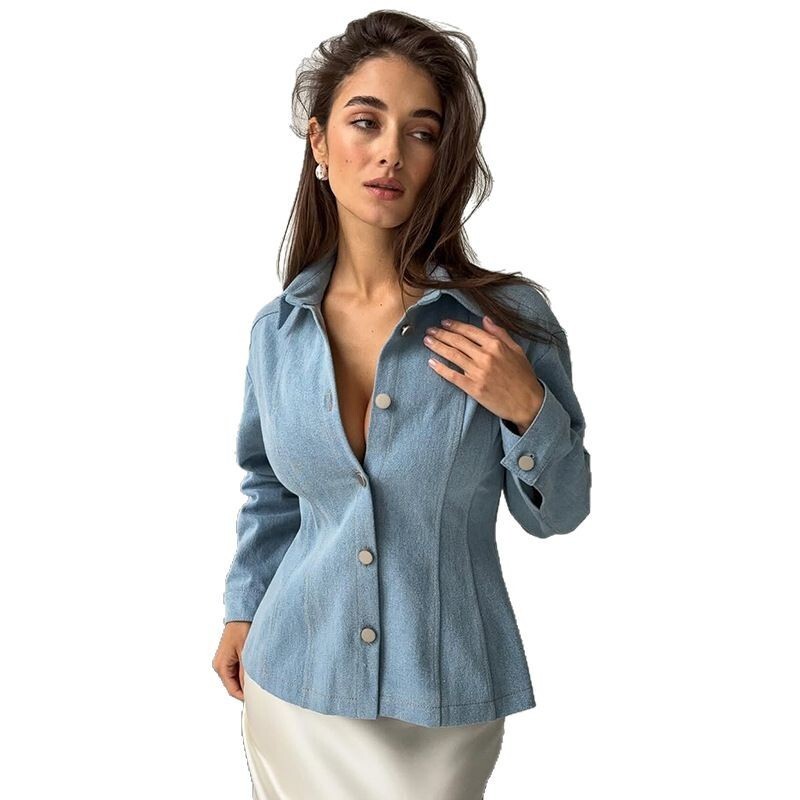 Camisa Jeans Vintage KT para M - Women Fashion Blouse avaliação e preço