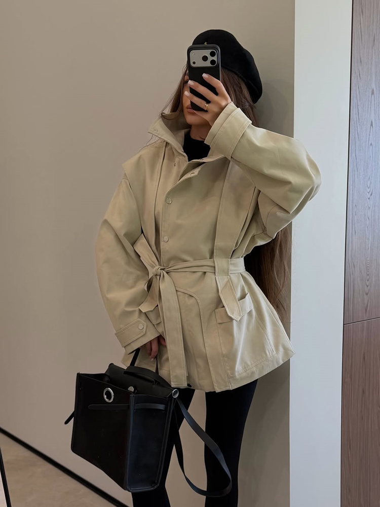 Casaco Trench Curto Feminino c - Women'S Fashion Utility Jacket avaliação e preço