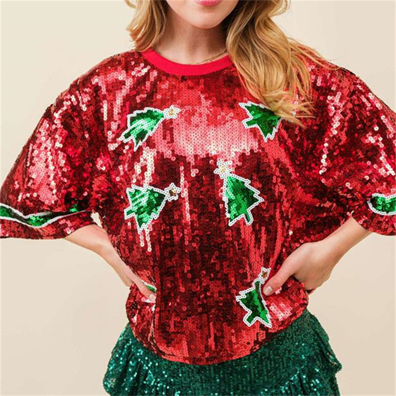 Moda feminina lantejoulas cami - Women'S Fashion Rugby Top avaliação e preço