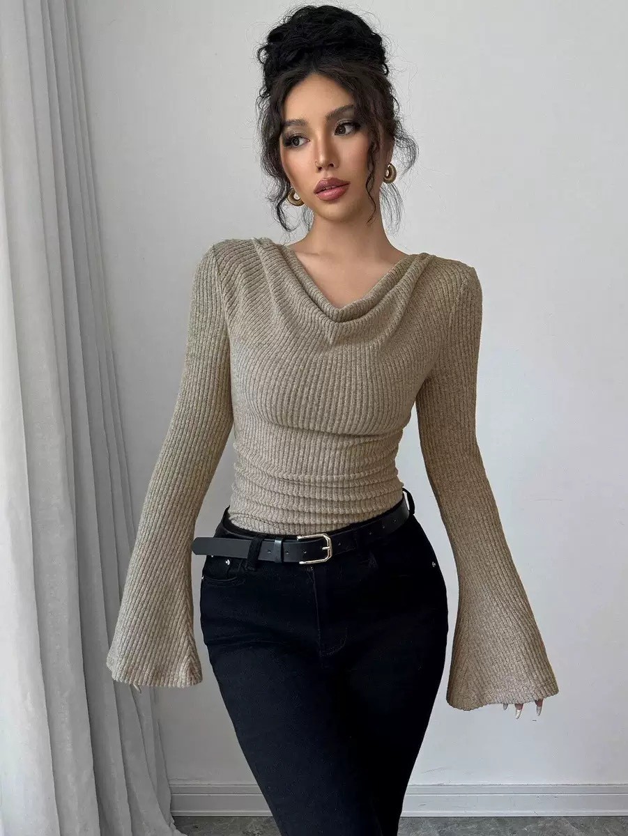 Blusa Feminina de Tricô Canela - Women Fashion Blouse avaliação e preço