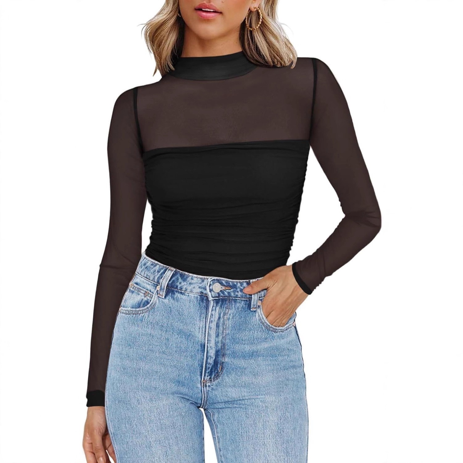 Blusa Feminina de Malha Transp - Women Fashion Blouse avaliação e preço